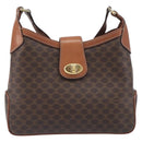 CELINE Macadam Shoulder Bag PVC Leather Brown Gold Tone Auth 200132-13