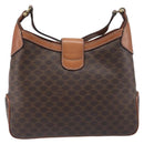 CELINE Macadam Shoulder Bag PVC Leather Brown Gold Tone Auth 200132-2
