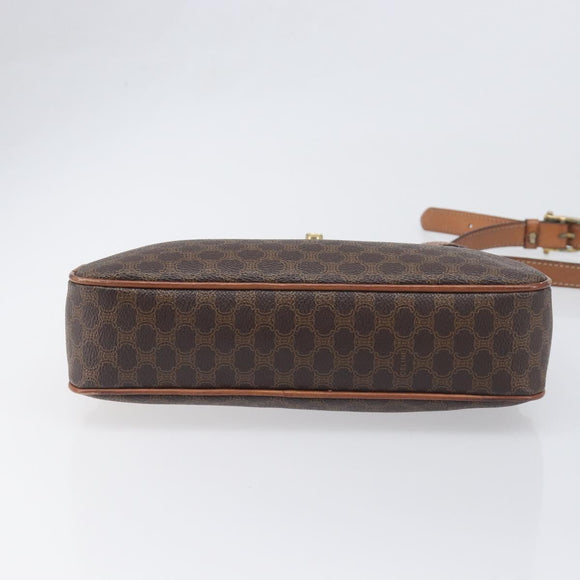 CELINE Macadam Shoulder Bag PVC Leather Brown Gold Tone Auth 200132