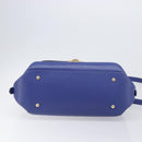 Salvatore Ferragamo Hand Bag Leather 2way Blue Gold Tone Auth 200138A-5