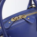 Salvatore Ferragamo Hand Bag Leather 2way Blue Gold Tone Auth 200138A-19