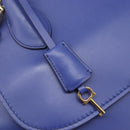 Salvatore Ferragamo Hand Bag Leather 2way Blue Gold Tone Auth 200138A-9