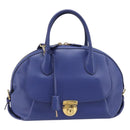Salvatore Ferragamo Hand Bag Leather 2way Blue Gold Tone Auth 200138A-13