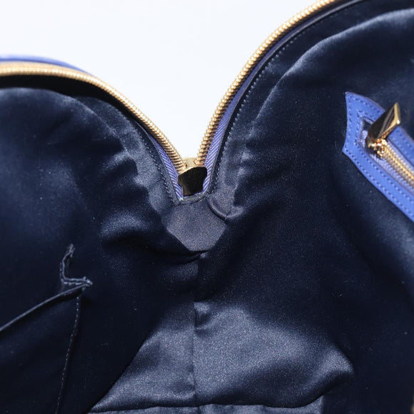 Salvatore Ferragamo Hand Bag Leather 2way Blue Gold Tone Auth 200138A