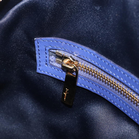 Salvatore Ferragamo Hand Bag Leather 2way Blue Gold Tone Auth 200138A