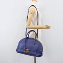 Salvatore Ferragamo Hand Bag Leather 2way Blue Gold Tone Auth 200138A-27