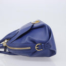 Salvatore Ferragamo Hand Bag Leather 2way Blue Gold Tone Auth 200138A-4