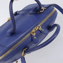 Salvatore Ferragamo Hand Bag Leather 2way Blue Gold Tone Auth 200138A-6