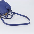 Salvatore Ferragamo Hand Bag Leather 2way Blue Gold Tone Auth 200138A-8