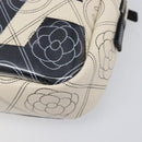 CHANEL COCO Mark Camelia Shoulder Bag PVC Leather Black White CC Auth 200139SAM-10