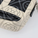 CHANEL COCO Mark Camelia Shoulder Bag PVC Leather Black White CC Auth 200139SAM-12
