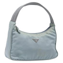 PRADA Accessory Pouch Nylon Light Blue Silver Auth 200143-1