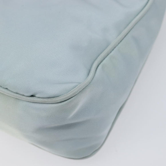 PRADA Accessory Pouch Nylon Light Blue Silver Auth 200143