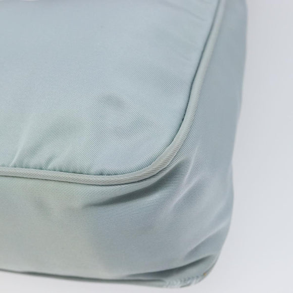 PRADA Accessory Pouch Nylon Light Blue Silver Auth 200143