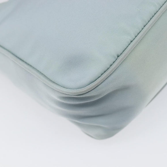 PRADA Accessory Pouch Nylon Light Blue Silver Auth 200143