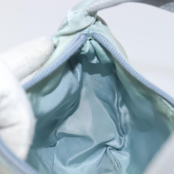 PRADA Accessory Pouch Nylon Light Blue Silver Auth 200143