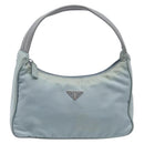 PRADA Accessory Pouch Nylon Light Blue Silver Auth 200143-13