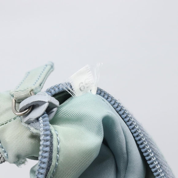 PRADA Accessory Pouch Nylon Light Blue Silver Auth 200143