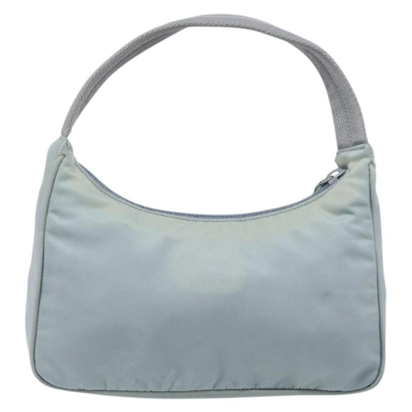 PRADA Accessory Pouch Nylon Light Blue Silver Auth 200143