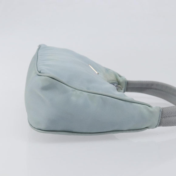 PRADA Accessory Pouch Nylon Light Blue Silver Auth 200143