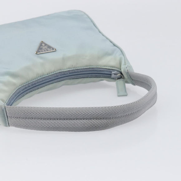 PRADA Accessory Pouch Nylon Light Blue Silver Auth 200143