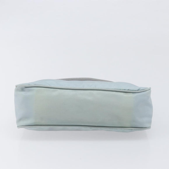 PRADA Accessory Pouch Nylon Light Blue Silver Auth 200143