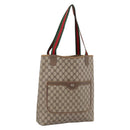 GUCCI GG Supreme Web Sherry Line Tote Bag PVC Beige Gold 39 02 003 Auth 200146-1