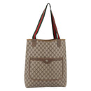 GUCCI GG Supreme Web Sherry Line Tote Bag PVC Beige Gold 39 02 003 Auth 200146-2