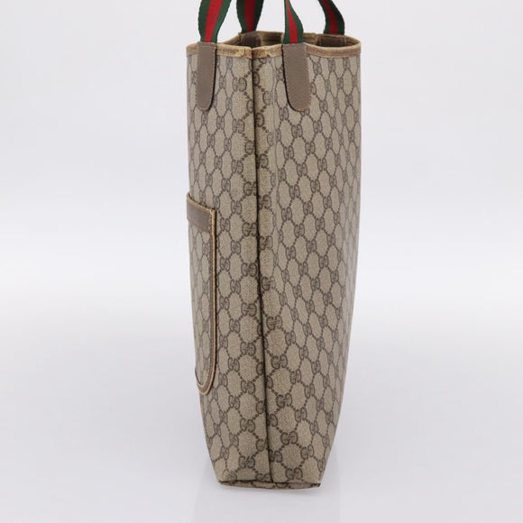 GUCCI GG Supreme Web Sherry Line Tote Bag PVC Beige Gold 39 02 003 Auth 200146