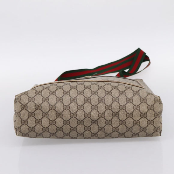 GUCCI GG Supreme Web Sherry Line Tote Bag PVC Beige Gold 39 02 003 Auth 200146