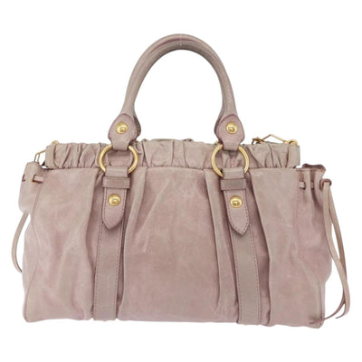 Miu Miu Vittero Hand Bag Leather 2way Pink Gold Tone Auth 200147V - 0