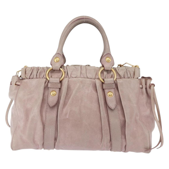 Miu Miu Vittero Hand Bag Leather 2way Pink Gold Tone Auth 200147V