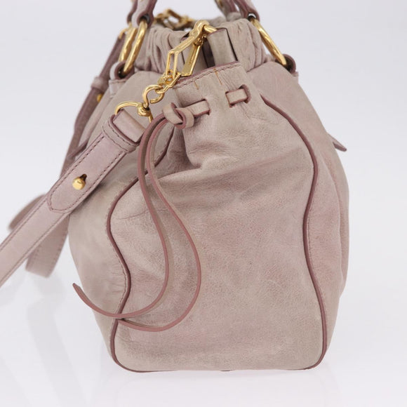Miu Miu Vittero Hand Bag Leather 2way Pink Gold Tone Auth 200147V