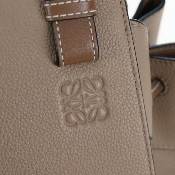 LOEWE Hammock Small Hand Bag Leather 2way Beige Gold Tone Auth 200149V