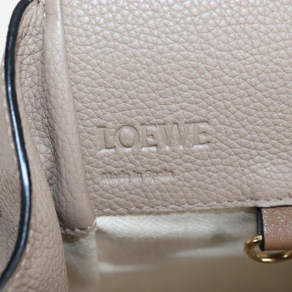 LOEWE Hammock Small Hand Bag Leather 2way Beige Gold Tone Auth 200149V