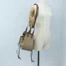 LOEWE Hammock Small Hand Bag Leather 2way Beige Gold Tone Auth 200149V-27