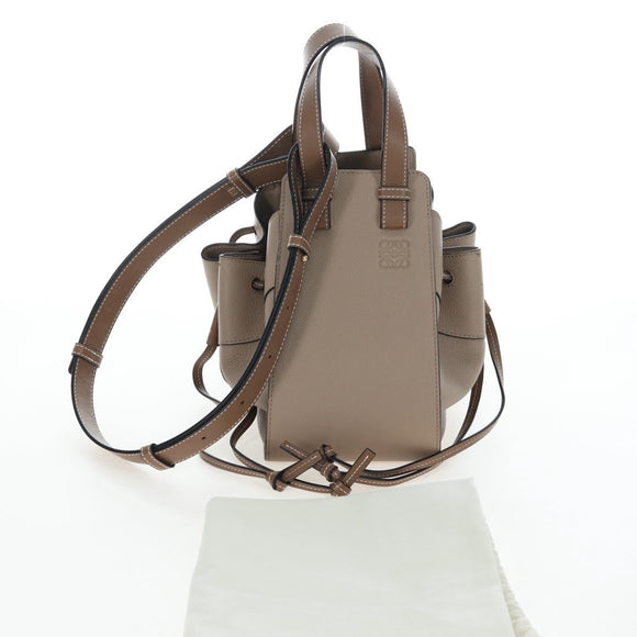 LOEWE Hammock Small Hand Bag Leather 2way Beige Gold Tone Auth 200149V