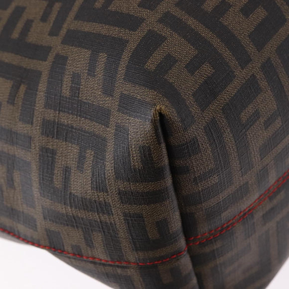 FENDI Zucca Tote Bag PVC Leather Brown Gold Tone 8BH199 Auth 200151