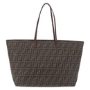 FENDI Zucca Tote Bag PVC Leather Brown Gold Tone 8BH199 Auth 200151-2