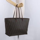 FENDI Zucca Tote Bag PVC Leather Brown Gold Tone 8BH199 Auth 200151-23