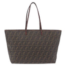 FENDI Zucca Tote Bag PVC Leather Brown Gold Tone 8BH199 Auth 200151-3
