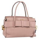Miu Miu Madras Fiocco Hand Bag Leather 2way Pink Gold Auth 200153V-1