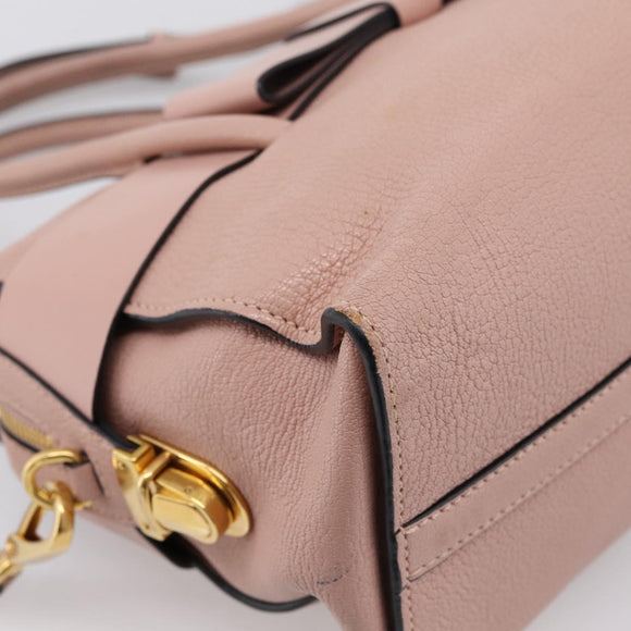 Miu Miu Madras Fiocco Hand Bag Leather 2way Pink Gold Auth 200153V
