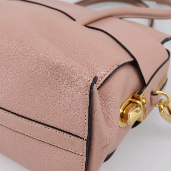 Miu Miu Madras Fiocco Hand Bag Leather 2way Pink Gold Auth 200153V
