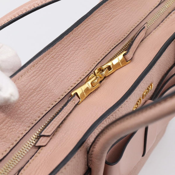 Miu Miu Madras Fiocco Hand Bag Leather 2way Pink Gold Auth 200153V