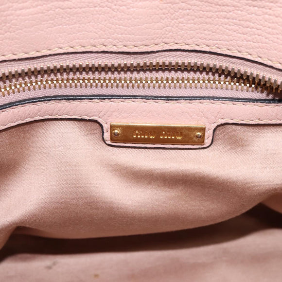 Miu Miu Madras Fiocco Hand Bag Leather 2way Pink Gold Auth 200153V