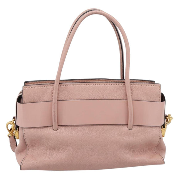 Miu Miu Madras Fiocco Hand Bag Leather 2way Pink Gold Auth 200153V