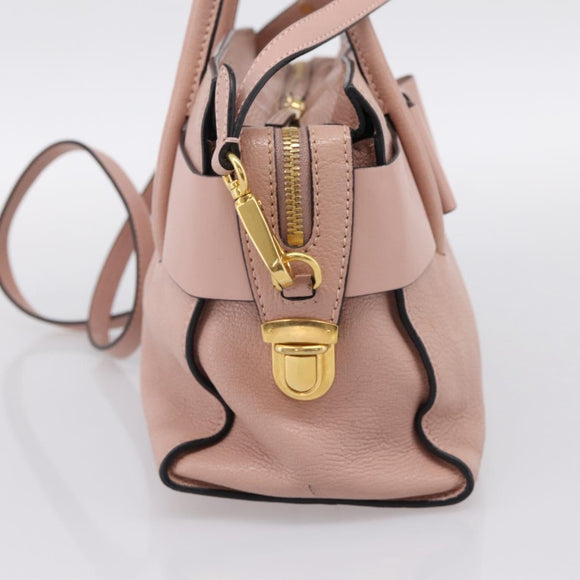 Miu Miu Madras Fiocco Hand Bag Leather 2way Pink Gold Auth 200153V