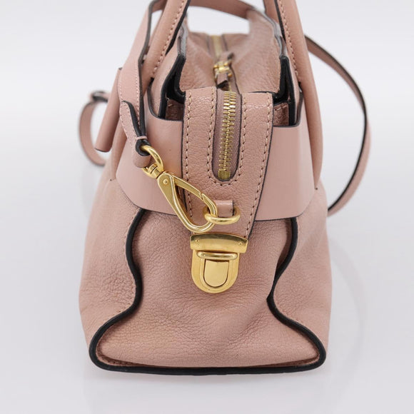 Miu Miu Madras Fiocco Hand Bag Leather 2way Pink Gold Auth 200153V