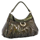 GUCCI Shoulder Bag Patent Green Gold Tone 189833 Auth 200154-1